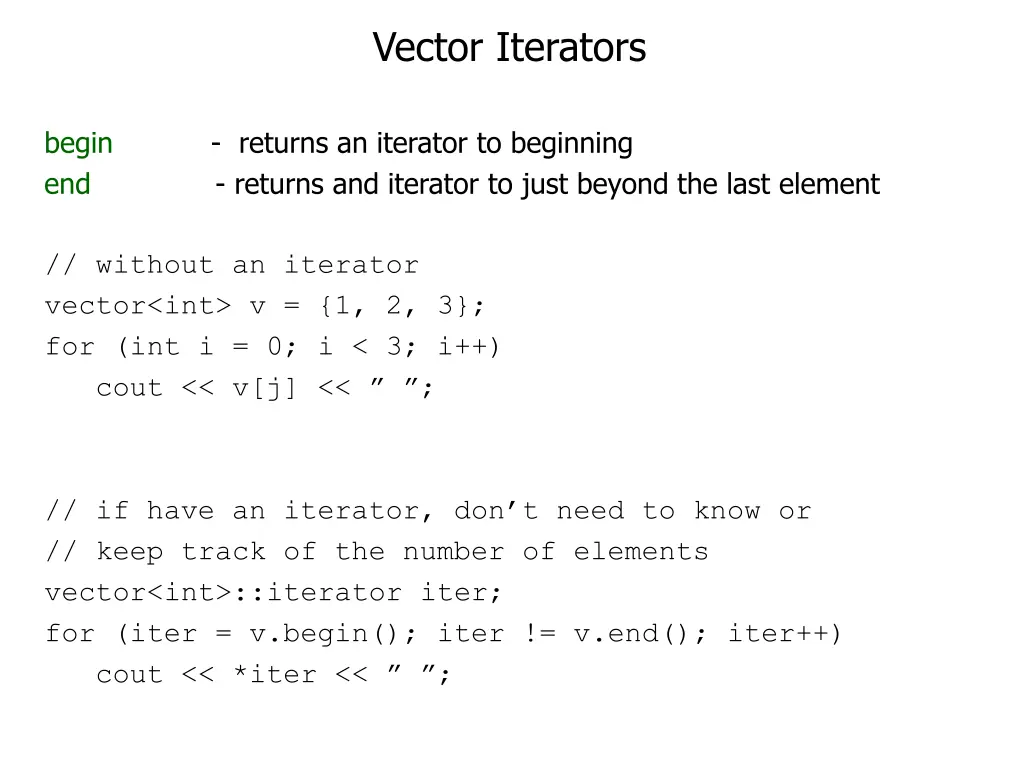 vector iterators