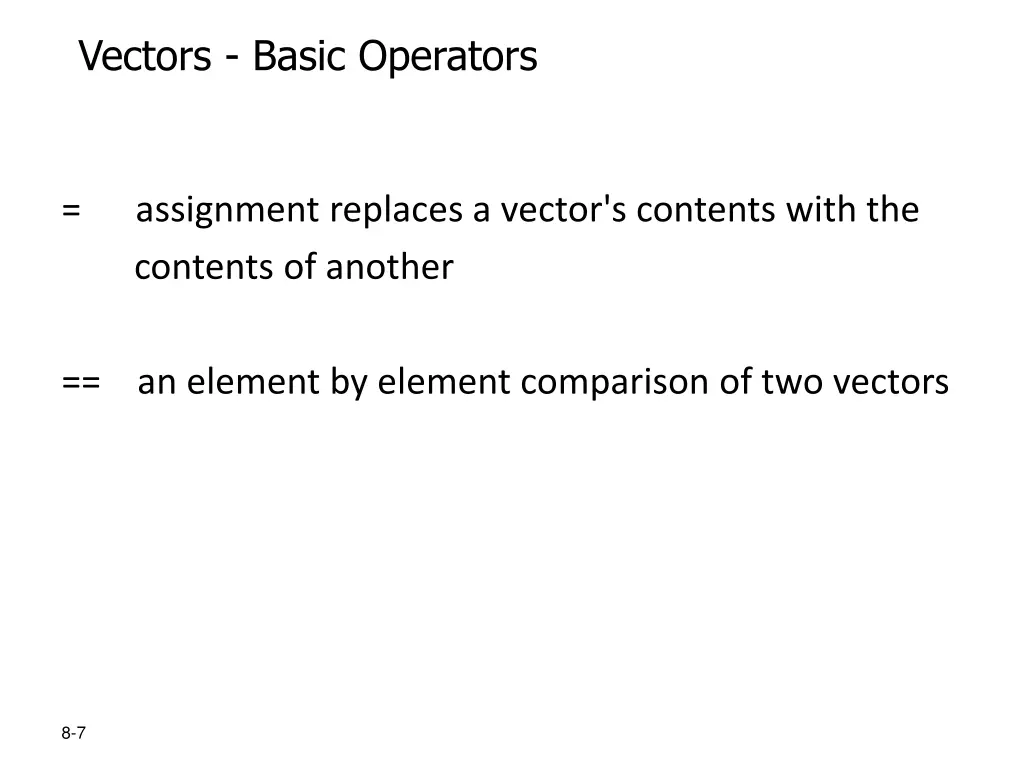 vectors basic operators