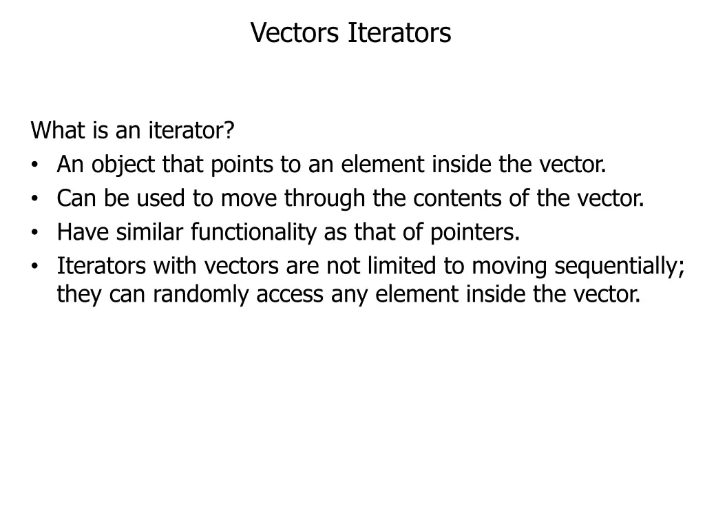 vectors iterators
