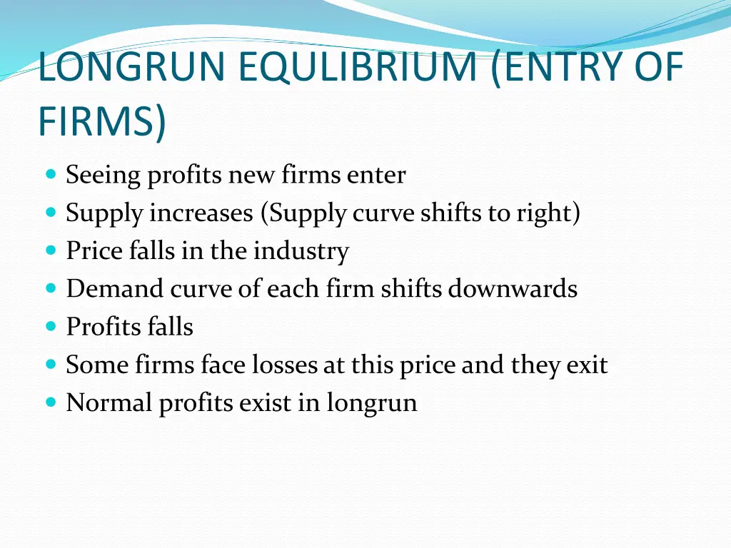 longrun equlibrium entry of firms