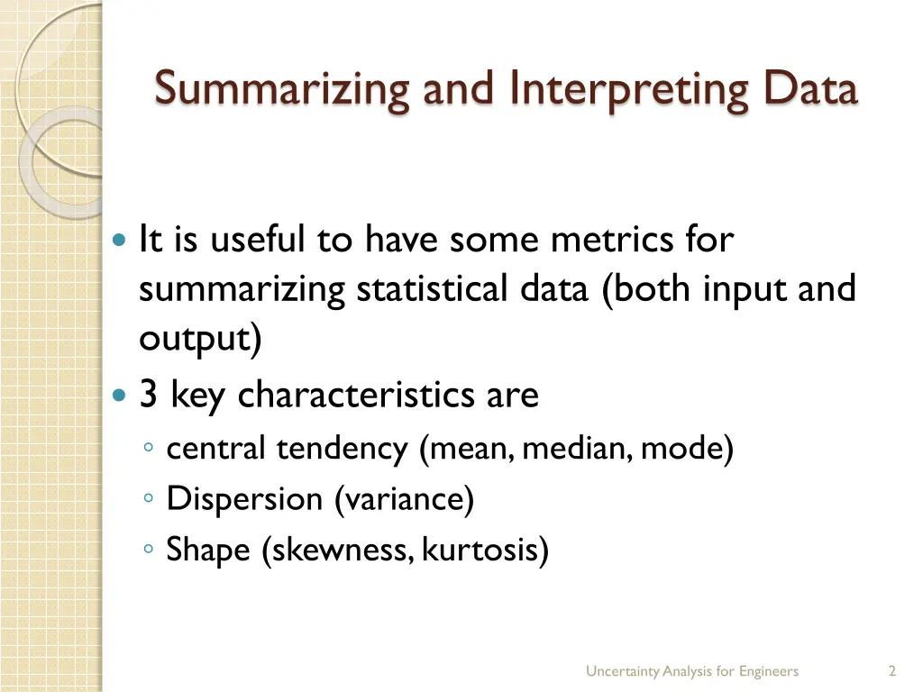 summarizing and interpreting data