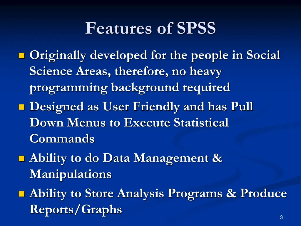 features of spss