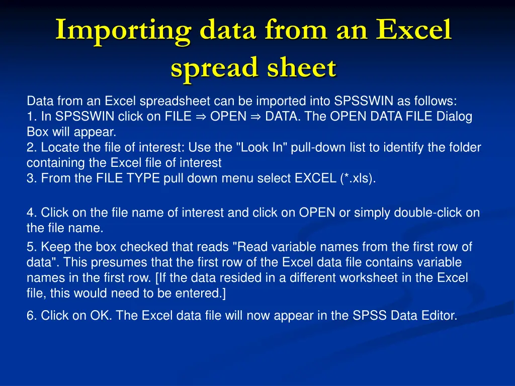 importing data from an excel spread sheet