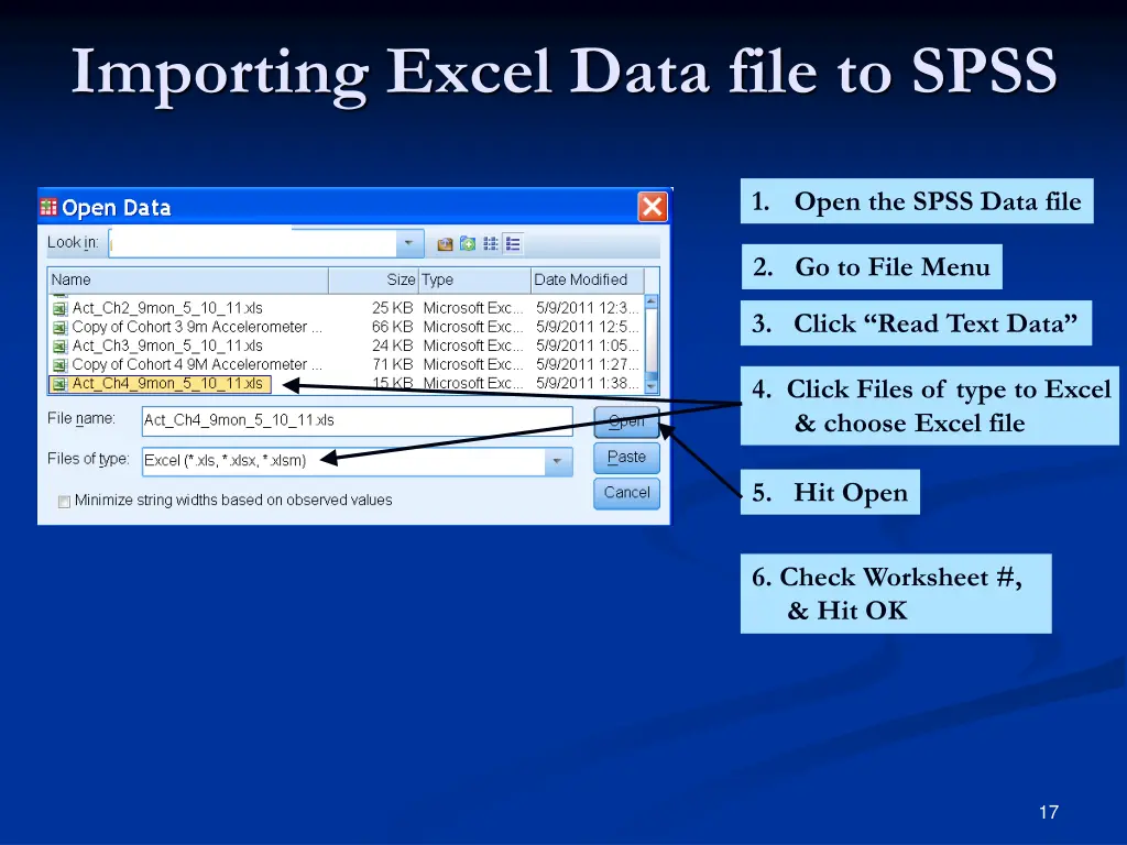 importing excel data file to spss