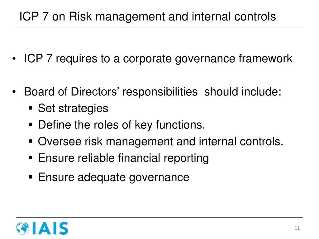 icp 7 on risk management and internal controls