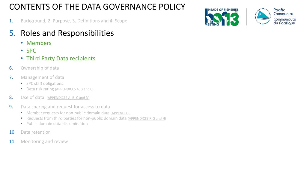 contents of the data governance policy 1