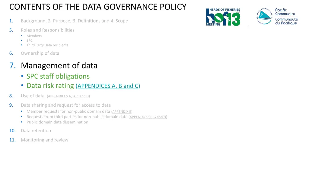 contents of the data governance policy 3