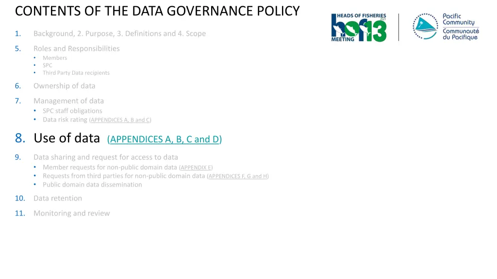 contents of the data governance policy 4