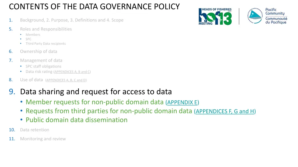 contents of the data governance policy 5