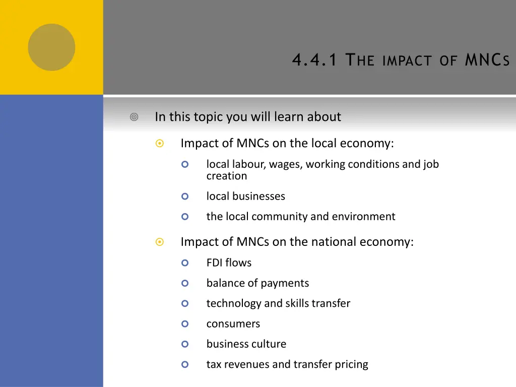 4 4 1 t he impact of mnc s