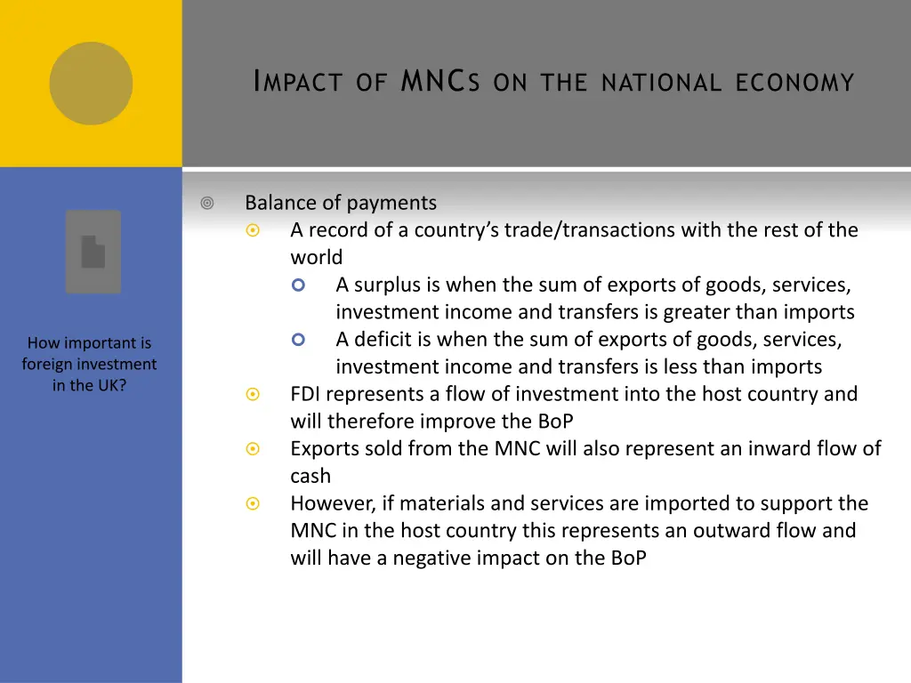 i mpact of mnc s on the national economy 1