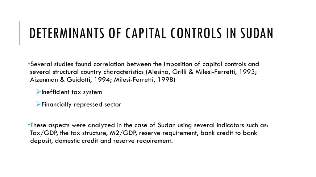 determinants of capital controls in sudan