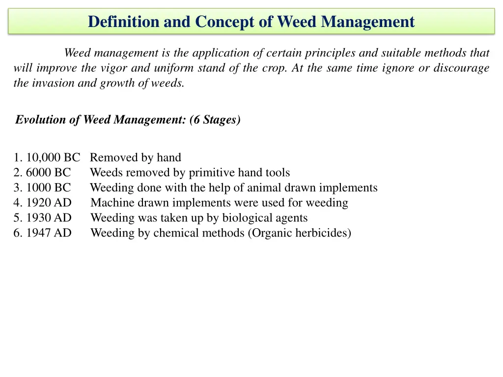 definition and concept of weed management