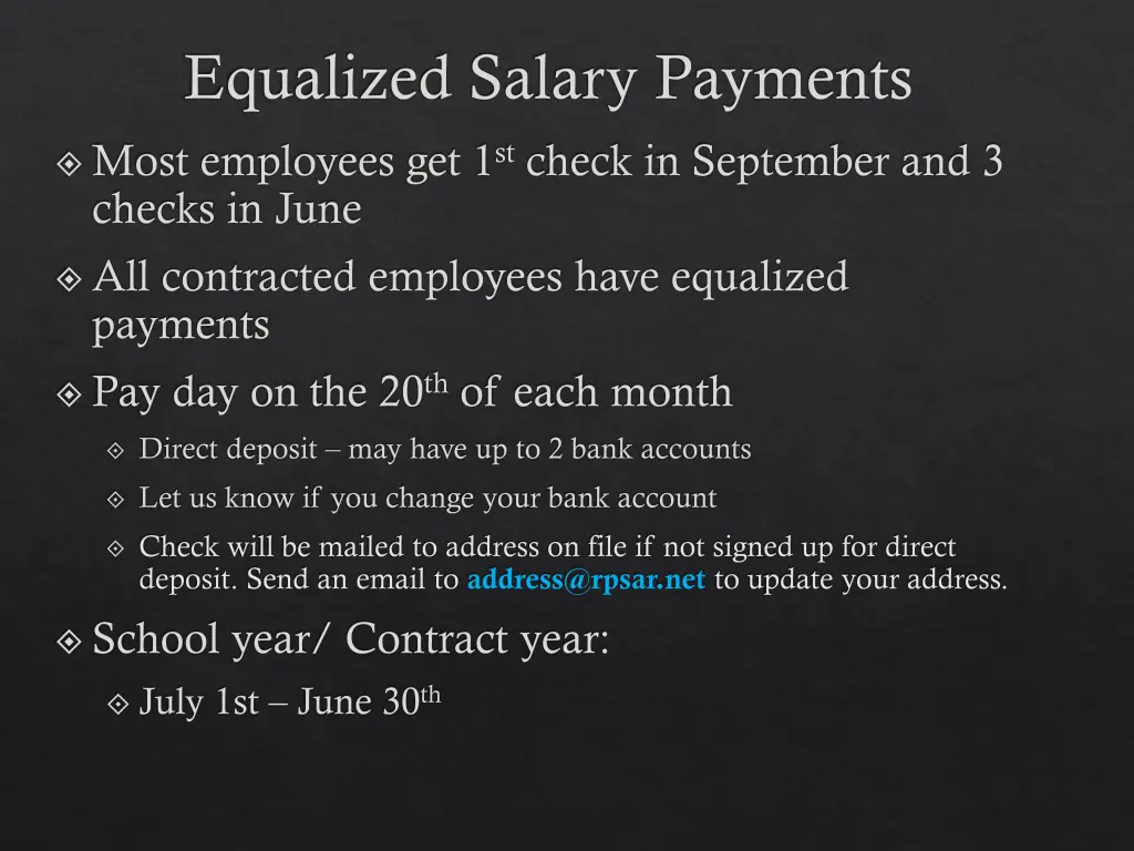 equalized salary payments most employees