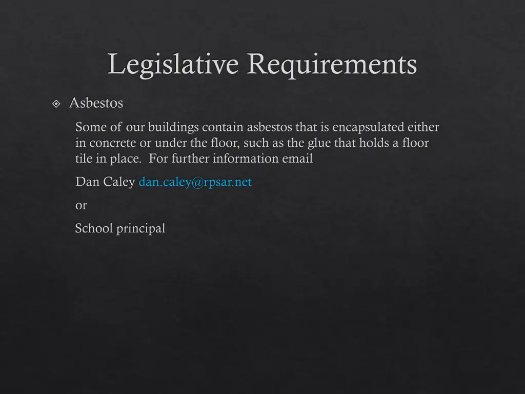 legislative requirements