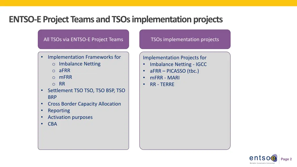 entso e project teams and tsos implementation