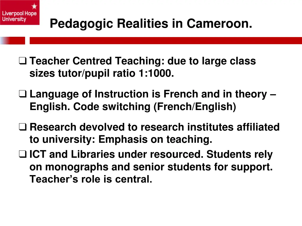 pedagogic realities in cameroon