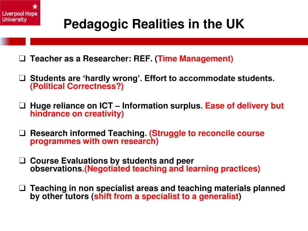 pedagogic realities in the uk 1