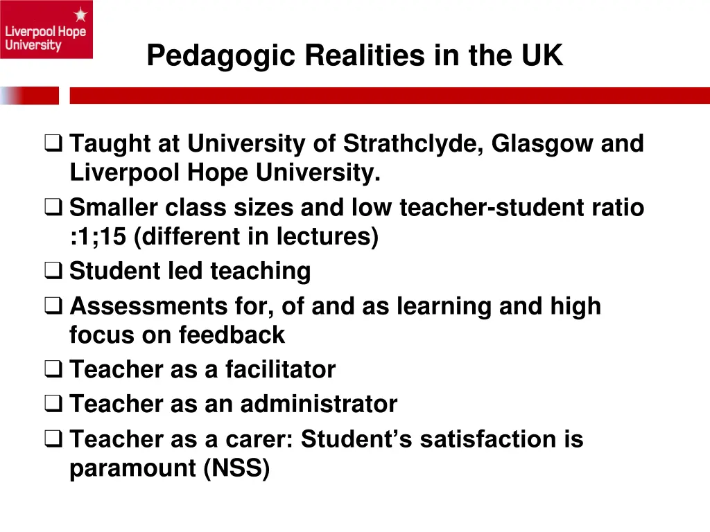 pedagogic realities in the uk