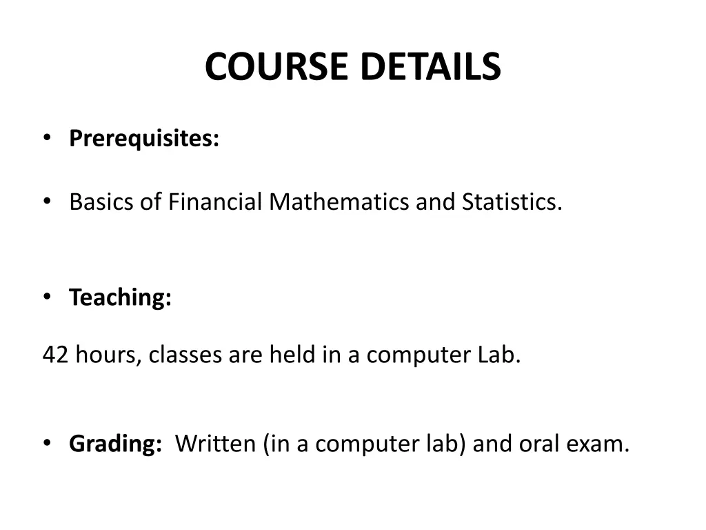 course details
