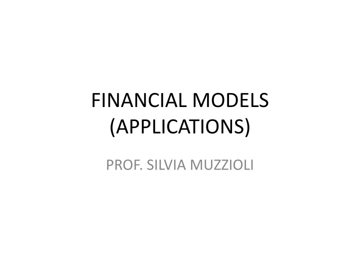 financial models applications