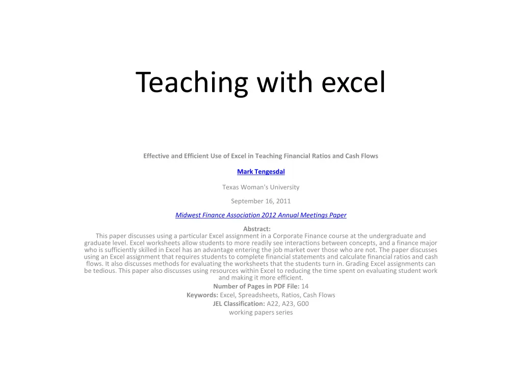 teaching with excel