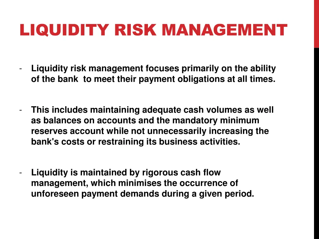 liquidity risk management