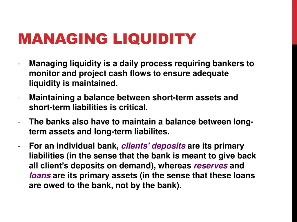 managing liquidity