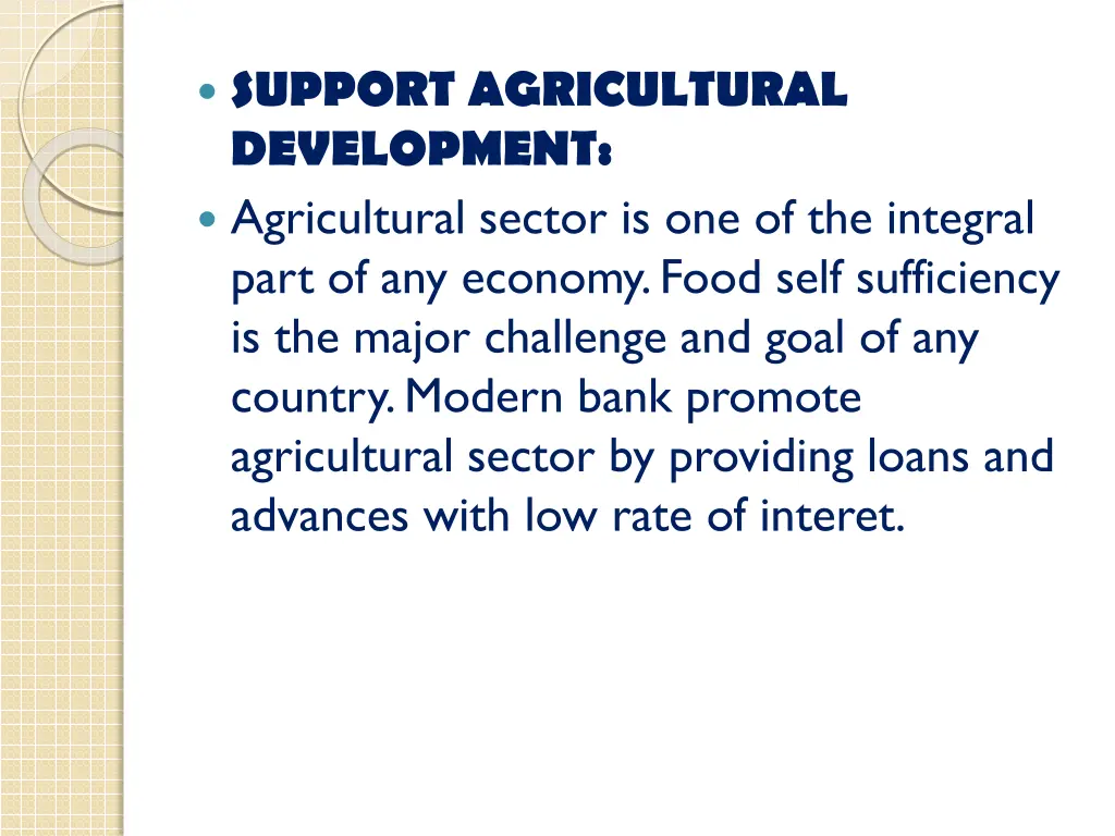 support agricultural development agricultural