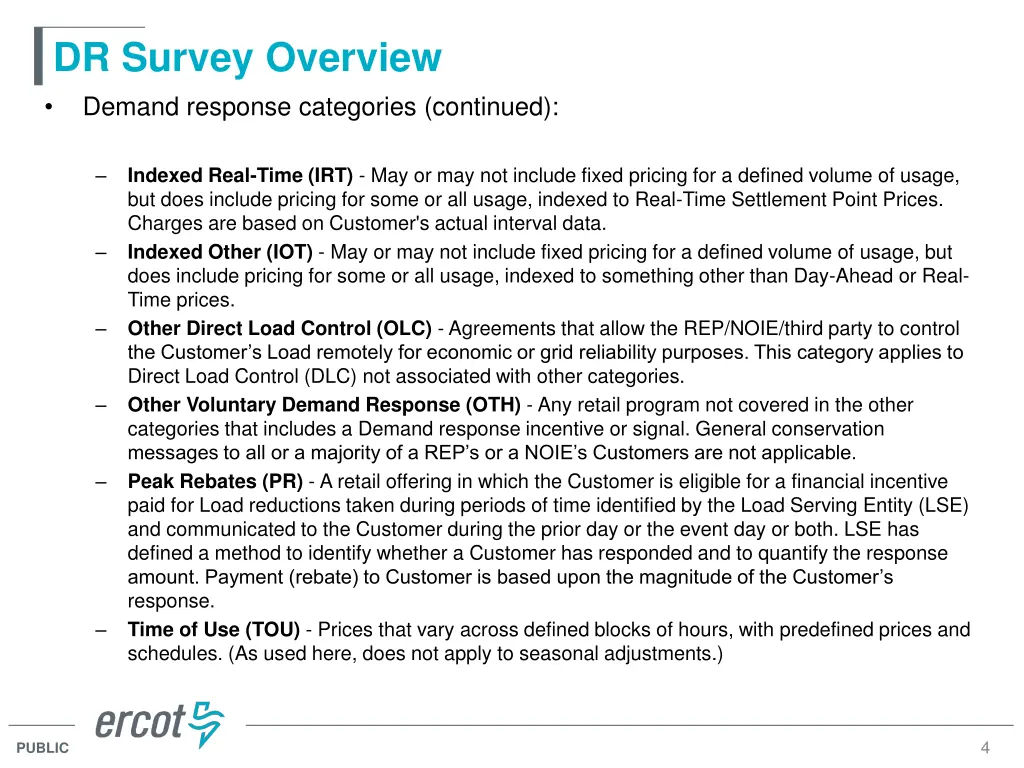 dr survey overview demand response categories
