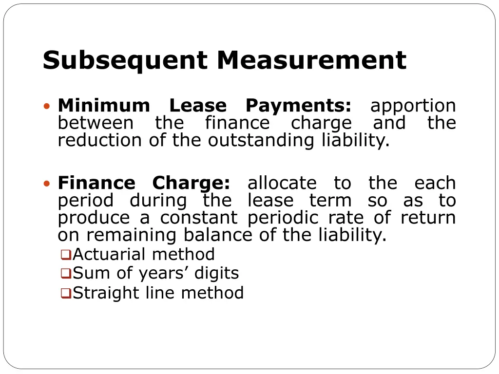 subsequent measurement