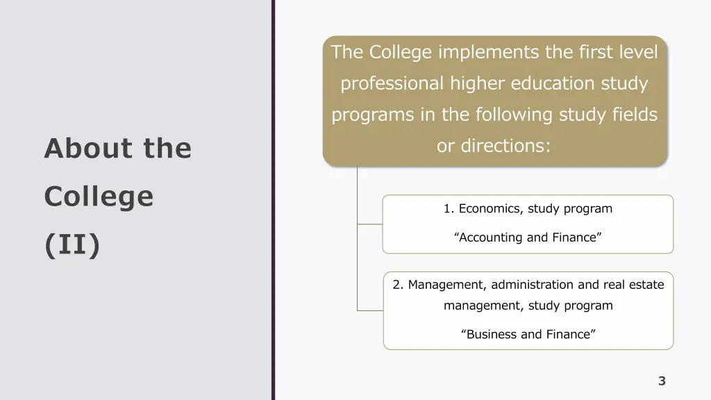 the college implements the first level