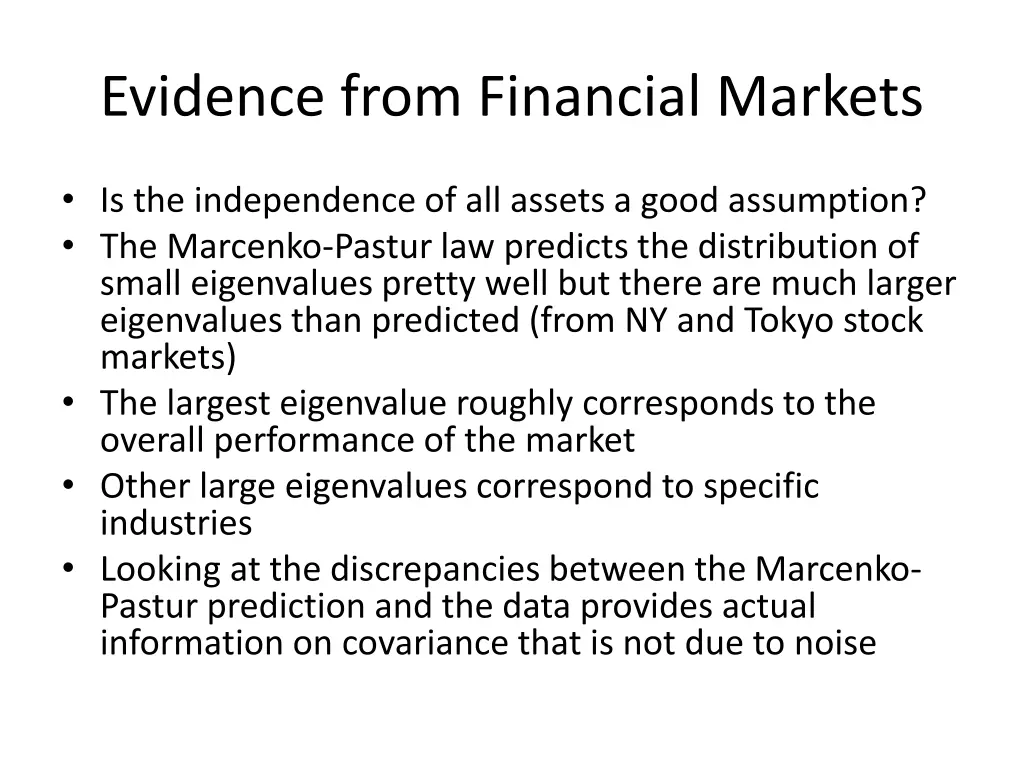 evidence from financial markets