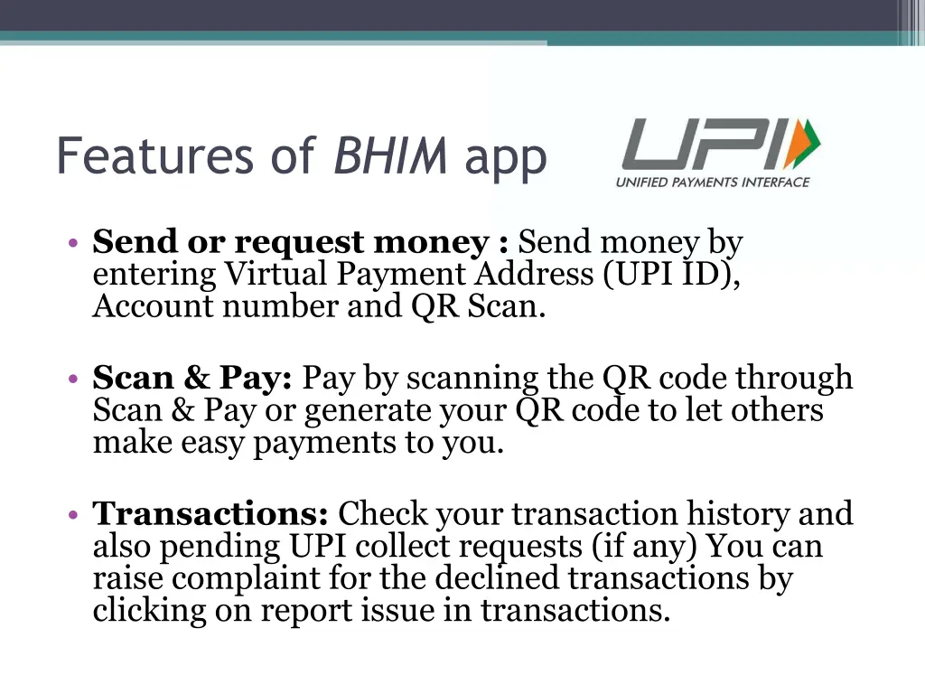 features of bhim app