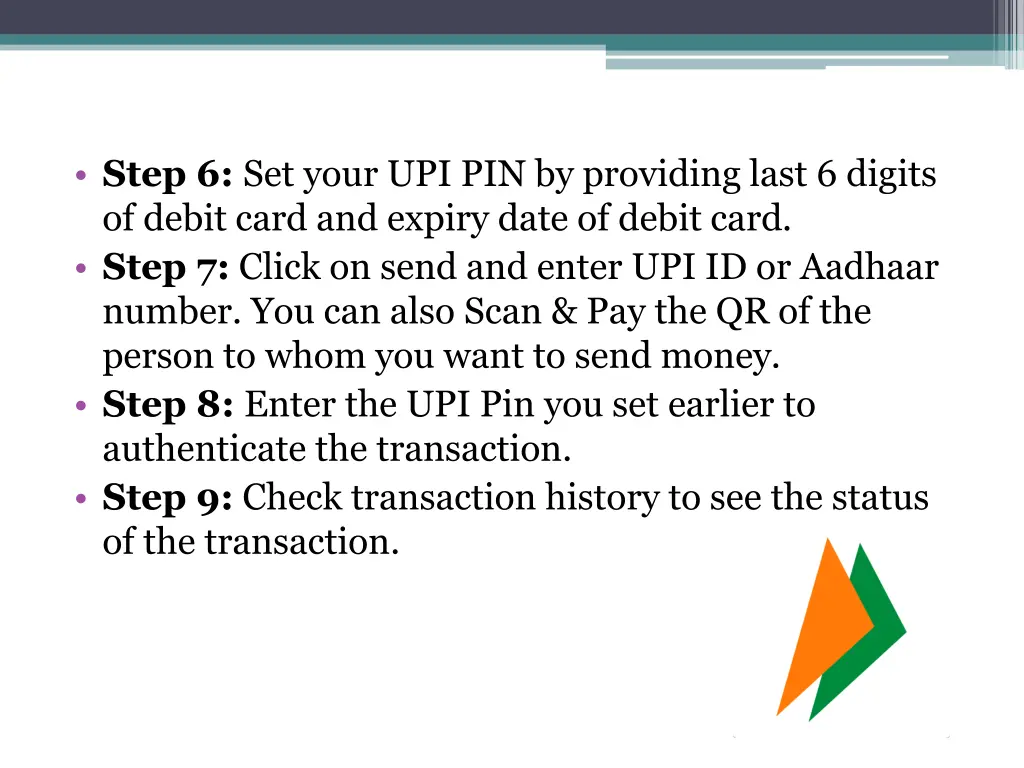 step 6 set your upi pin by providing last