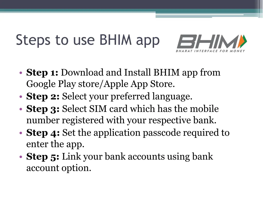 steps to use bhim app