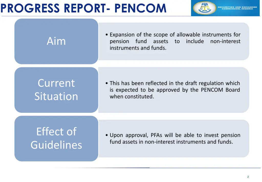 progress report pencom