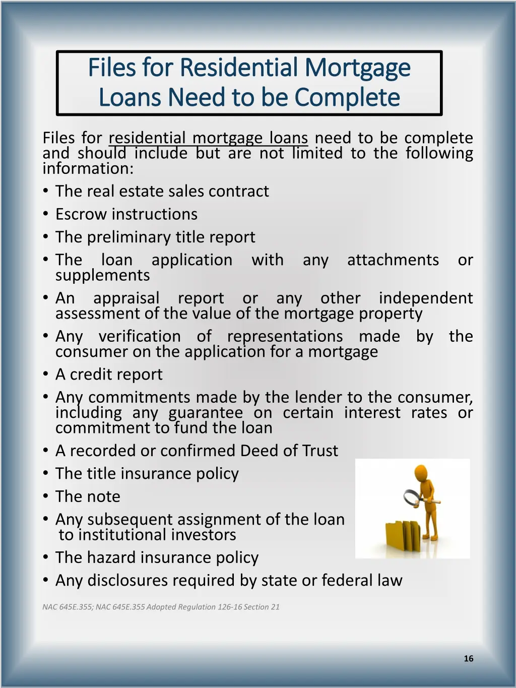files for residential mortgage files
