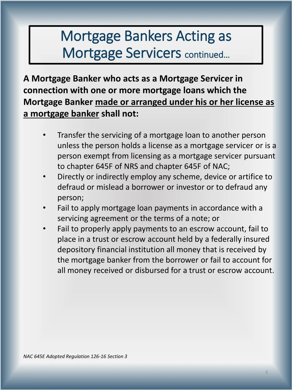 mortgage bankers acting as mortgage bankers 1