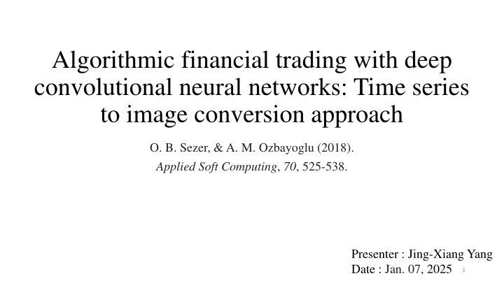 algorithmic financial trading with deep