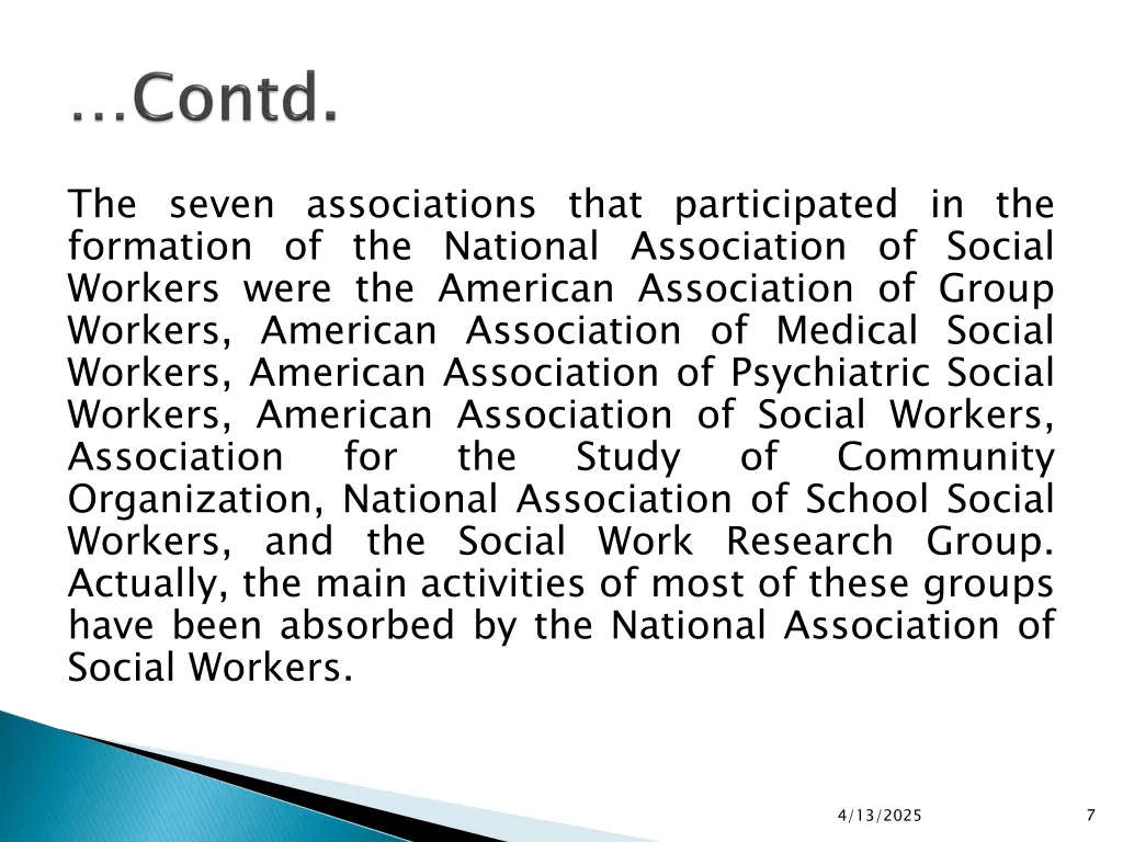 the seven associations that participated