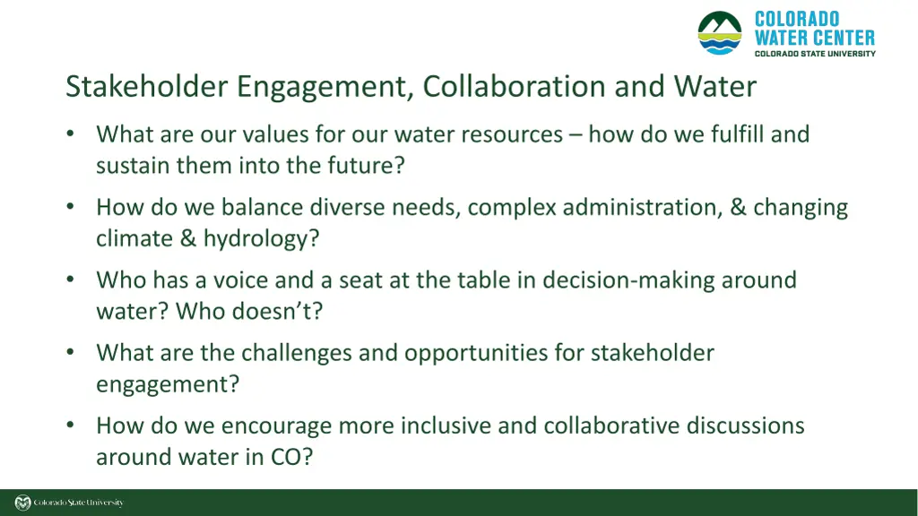 stakeholder engagement collaboration and water