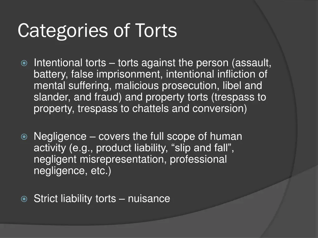 categories of torts