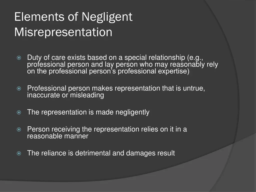 elements of negligent misrepresentation