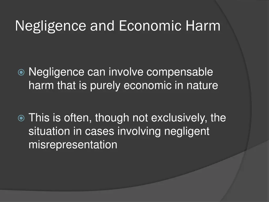 negligence and economic harm