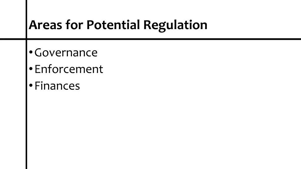 areas for potential regulation