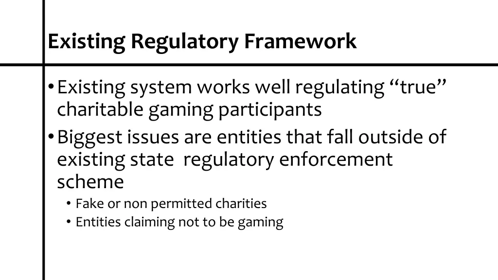 existing regulatory framework 1