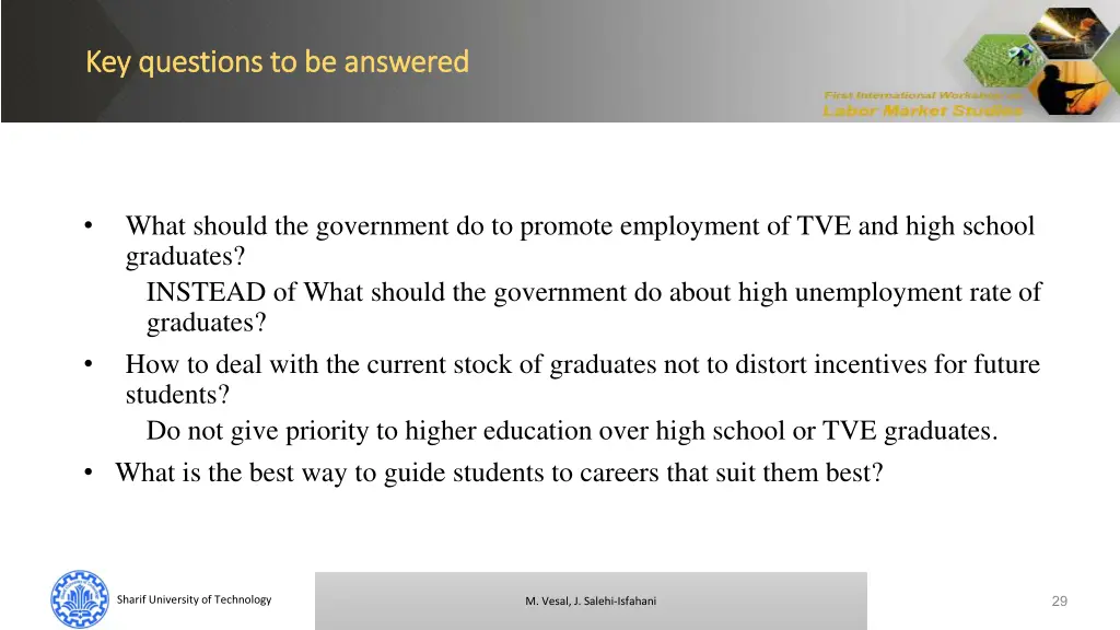 key questions to be answered key questions