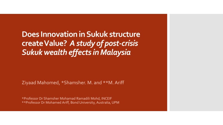 does innovation in sukuk structure create value
