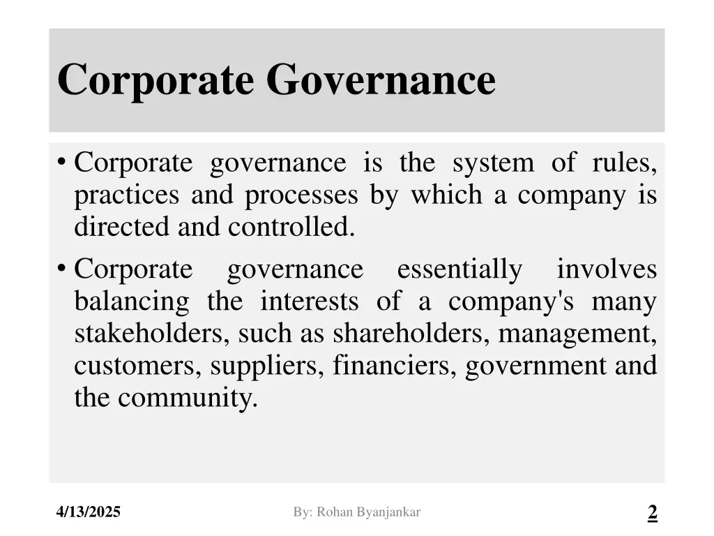 corporate governance